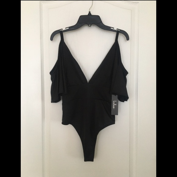 Lulu’s black off-the-shoulder bodysuit —nwt - Picture 2 of 6